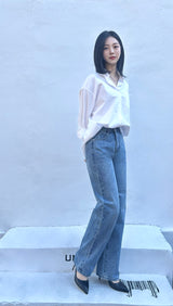 4TH REORDER LOOSE STRAIGHT FIT BLUE DENIM PANTS code 18100