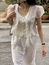 [MADE] Shimiz Dotted Puff Blouse