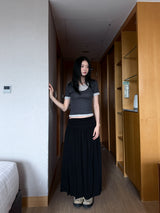  SWEAT SHIRRING MIDI SKIRT