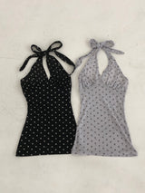 Dot Ribbon Halterneck Sleeveless