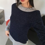 フィレットアウターナッピングストライプフリースレイヤード長袖Tシャツ