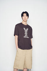 25SS ストライプラビットショートスリーブTシャツ ダークブラウン