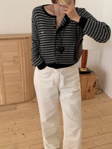 [MADE] [Planning] Slits Stripe Round Cardigan