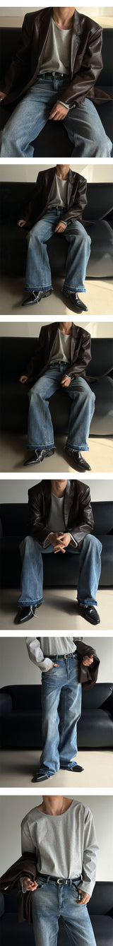 [Unisex] Fade cutting long flare denim pants
