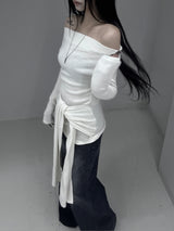 chio off-shoulder strap knit (3color)