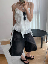 frill cancan sleeveless blouse top