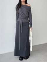 plain button skirts (2color)