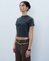 ネバーブレイククロップTシャツ　チャコール