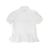 Ruffle Short Sleeve Blouses (flower embroidery)