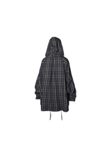 RELABEL Spatial Relations (Hollow Ring Cavity) Colour-Woven チェック柄デュアルフォームルーズミドル丈シャツスタイルカバーオール