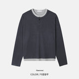 Henley Neck Layered Crop T-Shirt