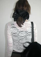 Matt Velvet Scrunchie_One Point_Large_Black