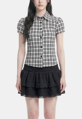 Yvie Plaid Puff Shirt