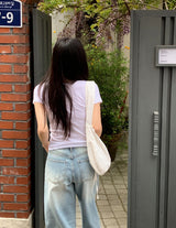 ライトブルーウォッシングワイドデニムパンツ