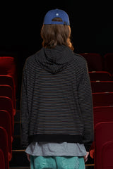 STRIPE LOGO HOODIE / BLACK