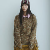 Marble Stripe Collar Tee (brown)