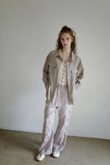 Linen rayon jacquard pants, Grey