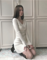 milktea bell flare knit ops