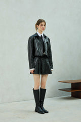 MOLLY LEATHER CROP JACKET / BLACK