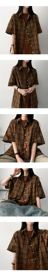 ハンディーオーバーサイズフィットチェック柄ショートスリーブシャツ