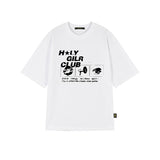 オーバーサイズ ヒップホップ ダンススタジオ ホーリーガールクラブ グラフィック 半袖Tシャツ_WHITE