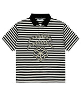 XTT128 Border Stripe Pique Collar T-Shirt (BLACK)