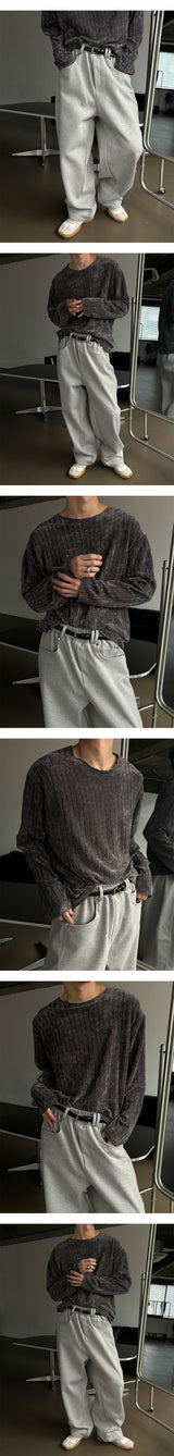 [S/S] カッティングラウンドネックベルベットニット (5color)