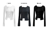 Snap Button Unbuttoned Round Dekki Long Sleeve T (3 Colors)