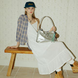 Lace Layered Sleeveless Long Dress _ White