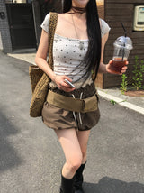 shoeshoe layered pumpkin shorts