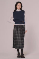 シンプルラインニットベスト (Light Gray)