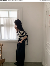 ボーダーふわふわスキッパー半袖ニット(3color)