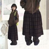 dusty checkered long skirt