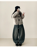 Teen Zanstripe washing denim wide pants [Long & Short]