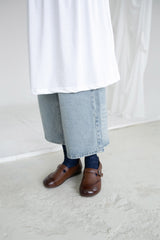 light washing bermuda denim pants