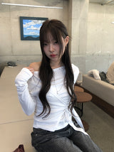 Kojin Studded Wrap Tie Off-Shoulder T-Shirt