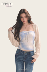 Vanilla Stripe Bolero Top Set