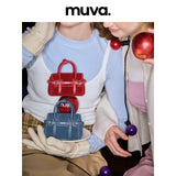muva. Solid‑Color Ding‑Ding Earphone Bag, Autumn‑Winter Cowhide‑Velvet Original Mini Convertible Cross‑body Purse for Commute, New Arrival Nov 7