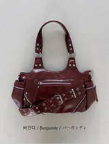 Clear Eyelet Faux Leather Shoulder Crossbody Bag 3 Colors