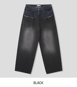Kio two-tone layered denim pants