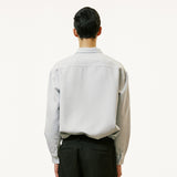 2way open collar drapery shirt blue