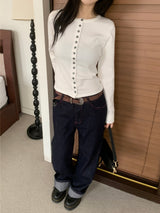 Penny Red Stitch Raw Wide Denim Pants