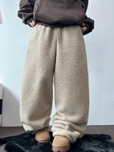 クリームテディシープファーロングパンツ🧸🤎🐑🖤3COLOR