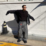 Striped Non-Fade Denim Pants