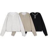 Henley neck napping warmer long-sleeve t-shirt