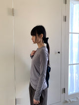 ベルタリーカラーラウンド長袖Tシャツ