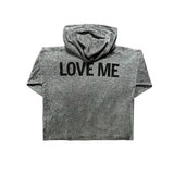 LOVE ME Sleeve Hoodie Zipup GREY