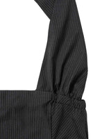 Wide Tie Stripe Halter Top _ GREY