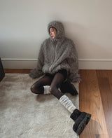 Lolo High Neck Fur Hooded Jumper