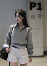 [BELLIDE MADE] Almonds, color cropped sweat